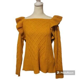 Broadway 38 Women's Boat Neck Mustard Sweater Size Small